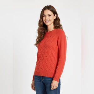 Lands' End Women's Crew Neck Sweater - Orange